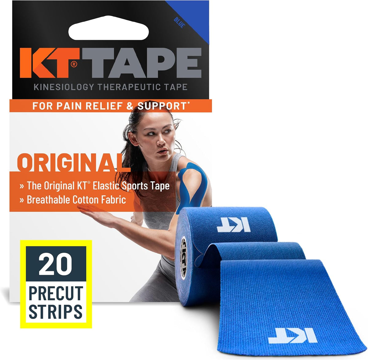 KT Tape, Original Cotton, Elastic Kinesiology Athletic Tape, 20 Count, 10” Precut Strips, Purple