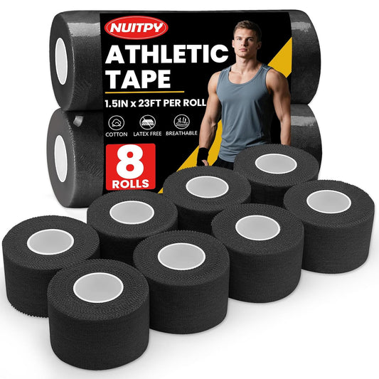 NUITPY 8 Pack Athletic Tape, Black Sports Tape