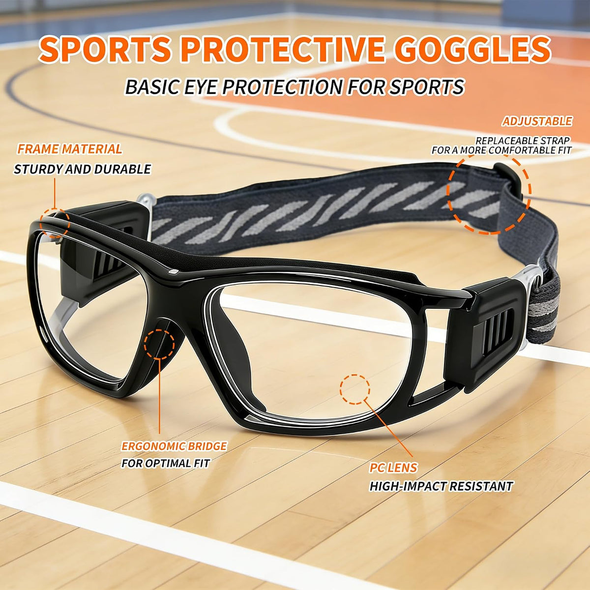 SooGree Sport Glasses for Men Women Basketball Football Sport Goggles Anti Fog Shock Collision Wearable Glasses