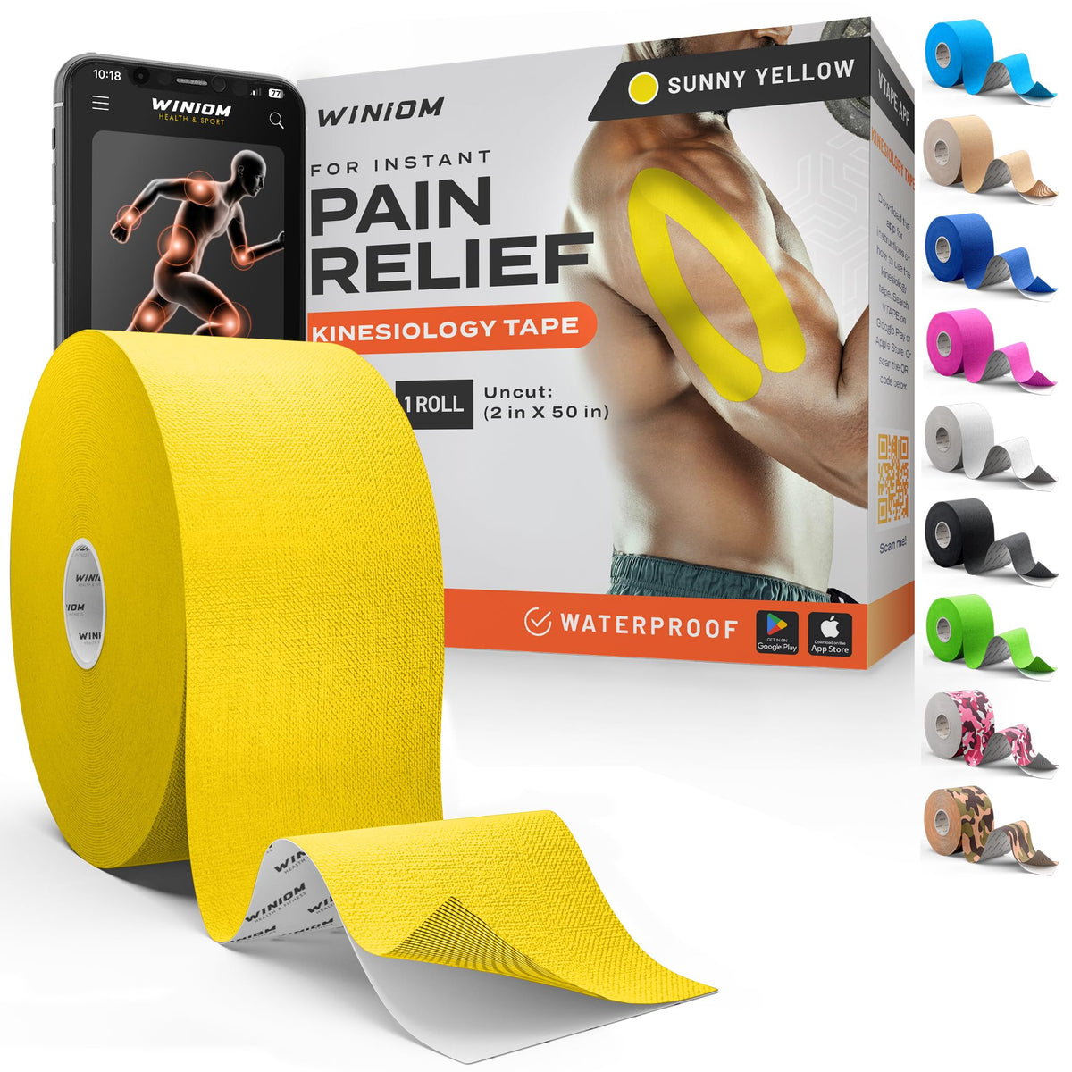 Kinesiology Tape - Waterproof Athletic Sports Tape for Knee, Shoulder, Arm & Back Support | 3-5 Day Adhesion, Hypoallergenic & Latex-Free + Taping Guide (Precut, 2"x16.4ft Roll, Indigo Purple)
