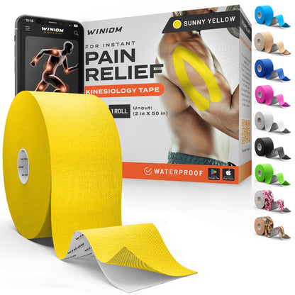 Kinesiology Tape - Waterproof Athletic Sports Tape for Knee, Shoulder, Arm & Back Support | 3-5 Day Adhesion, Hypoallergenic & Latex-Free + Taping Guide (Precut, 2"x16.4ft Roll, Indigo Purple)
