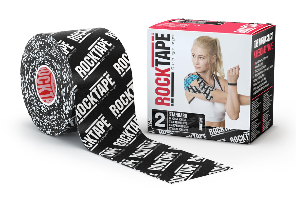 RockTape Extra Sticky Kinesiology Tape - Athletic Tape for Muscle Pain Relief, Injury Recovery - Microscopic Skin Lifting & Decompression - Sweat & Water Resistant