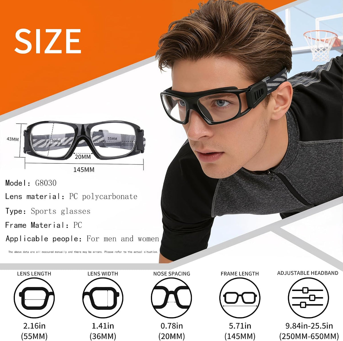 SooGree Sport Glasses for Men Women Basketball Football Sport Goggles Anti Fog Shock Collision Wearable Glasses