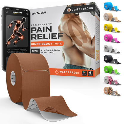 Kinesiology Tape - Waterproof Athletic Sports Tape for Knee, Shoulder, Arm & Back Support | 3-5 Day Adhesion, Hypoallergenic & Latex-Free + Taping Guide (Precut, 2"x16.4ft Roll, Indigo Purple)