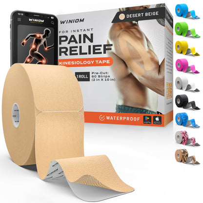 Kinesiology Tape - Waterproof Athletic Sports Tape for Knee, Shoulder, Arm & Back Support | 3-5 Day Adhesion, Hypoallergenic & Latex-Free + Taping Guide (Precut, 2"x16.4ft Roll, Indigo Purple)