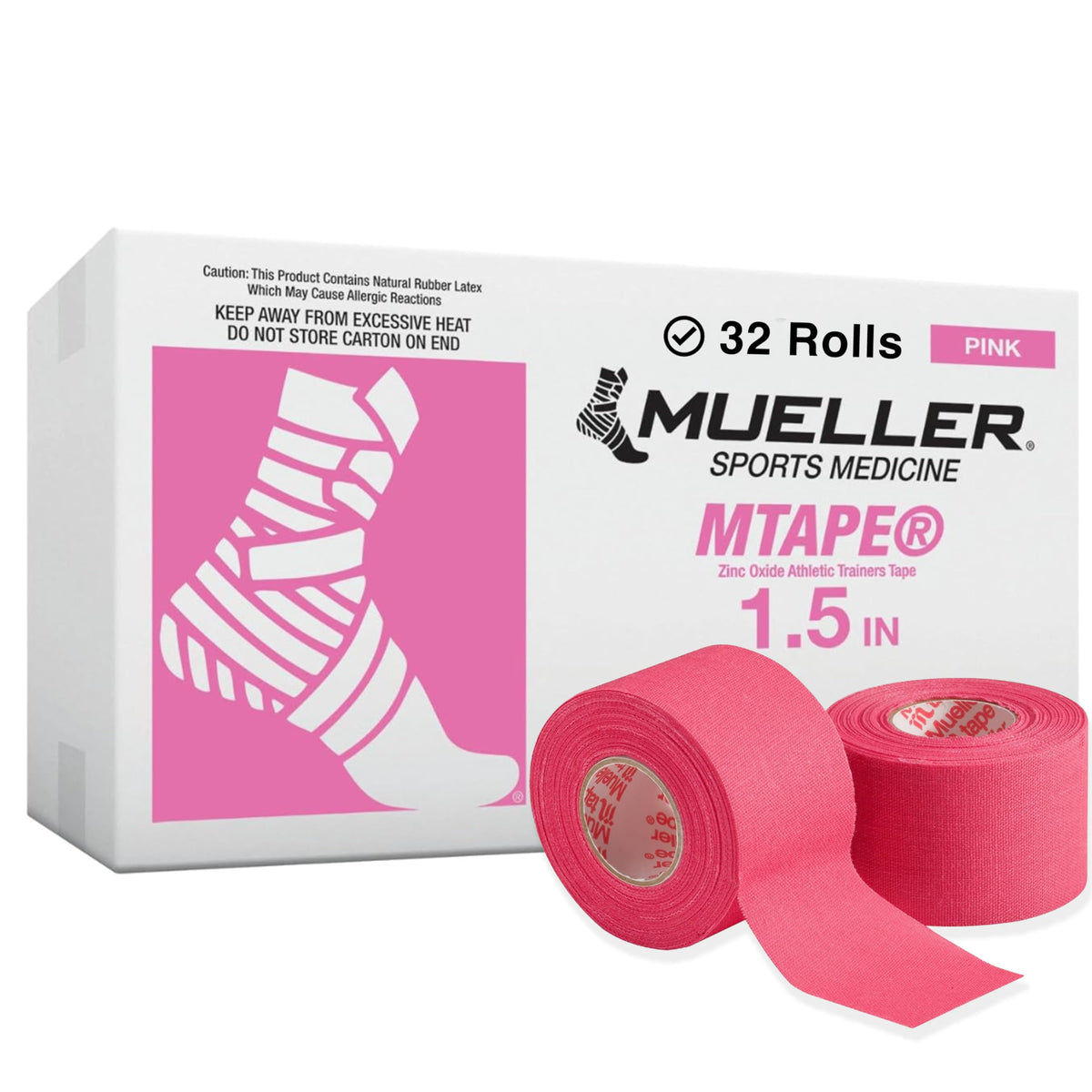 Mueller Sports Medicine MTape Rolls Team Pack, Quality Athletic Tape, Easy to Tear for Fast & Effective Taping, 1.5" x 10 Yards Per Roll, 32 Rolls