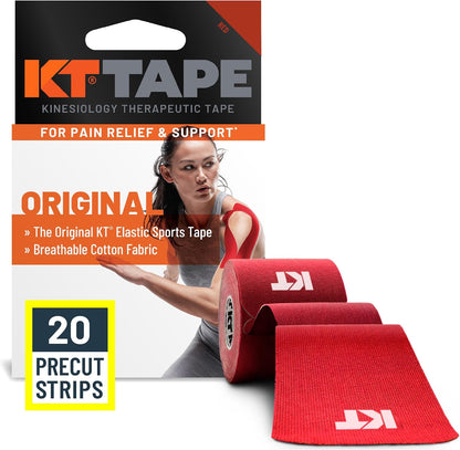 KT Tape, Original Cotton, Elastic Kinesiology Athletic Tape, 20 Count, 10” Precut Strips, Purple