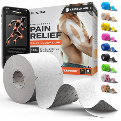 Kinesiology Tape - Waterproof Athletic Sports Tape for Knee, Shoulder, Arm & Back Support | 3-5 Day Adhesion, Hypoallergenic & Latex-Free + Taping Guide (Precut, 2"x16.4ft Roll, Indigo Purple)