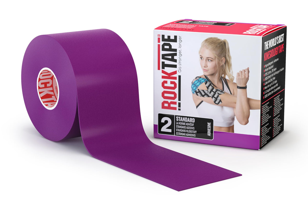 RockTape Extra Sticky Kinesiology Tape - Athletic Tape for Muscle Pain Relief, Injury Recovery - Microscopic Skin Lifting & Decompression - Sweat & Water Resistant