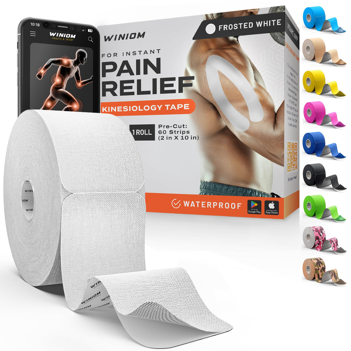 Kinesiology Tape - Waterproof Athletic Sports Tape for Knee, Shoulder, Arm & Back Support | 3-5 Day Adhesion, Hypoallergenic & Latex-Free + Taping Guide (Precut, 2"x16.4ft Roll, Indigo Purple)