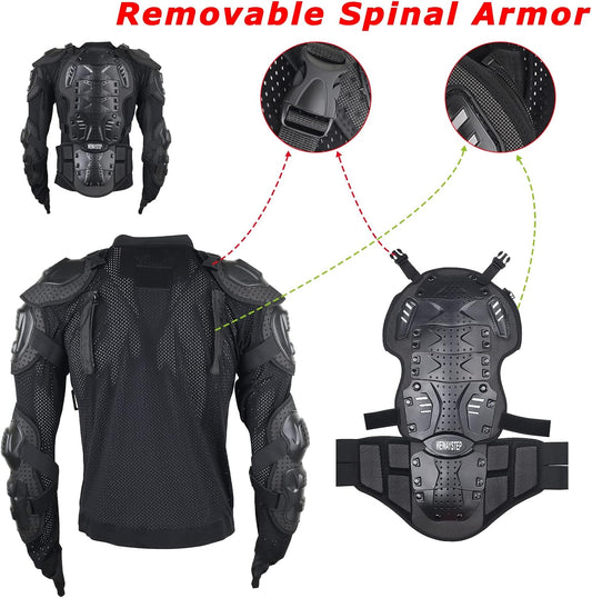 Motorcycle Body Armor Jacket with Chest Spine Protection
