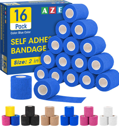 AZEN 40 Pack Self Adhesive Bandage Wrap Black, 2" X 5 Yards Black Athletic Tape, Vet Wrap, Tattoo Grip Tape Wrap，Ankle Tape, Cohesive Bandage Wrap
