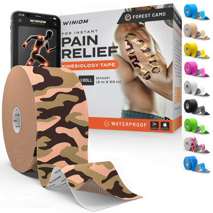 Kinesiology Tape - Waterproof Athletic Sports Tape for Knee, Shoulder, Arm & Back Support | 3-5 Day Adhesion, Hypoallergenic & Latex-Free + Taping Guide (Precut, 2"x16.4ft Roll, Indigo Purple)