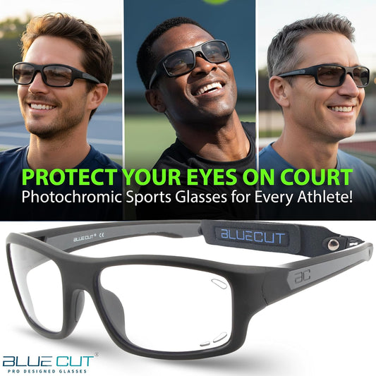 BLUE CUT Sports Protection Goggles, Photochromic Lenses Safety Glasses for Basketball, Pickleball Indoor Outdoor Sports