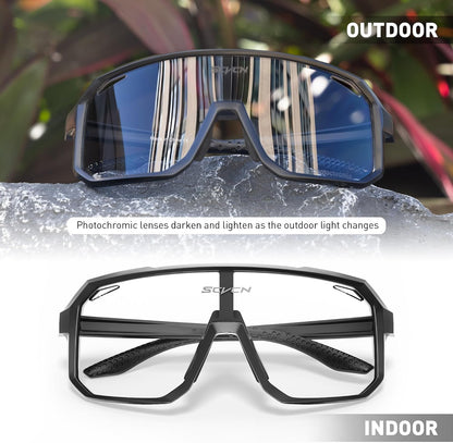 SCVCN Photochromic Cycling Glasses Sport Sunglasses Clear MTB BMX Men Women Running Driving S62