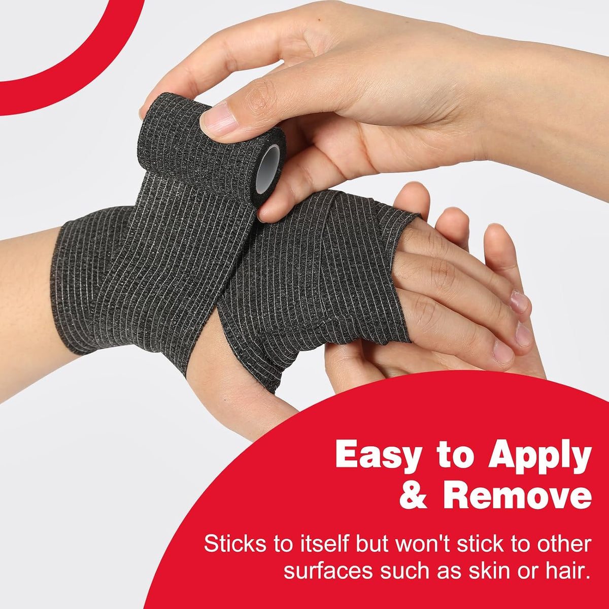 AZEN 40 Pack Self Adhesive Bandage Wrap Black, 2" X 5 Yards Black Athletic Tape, Vet Wrap, Tattoo Grip Tape Wrap，Ankle Tape, Cohesive Bandage Wrap