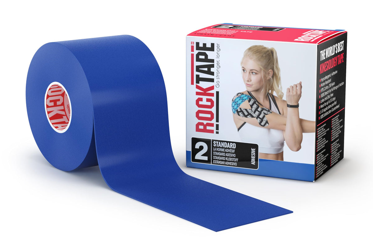 RockTape Extra Sticky Kinesiology Tape - Athletic Tape for Muscle Pain Relief, Injury Recovery - Microscopic Skin Lifting & Decompression - Sweat & Water Resistant
