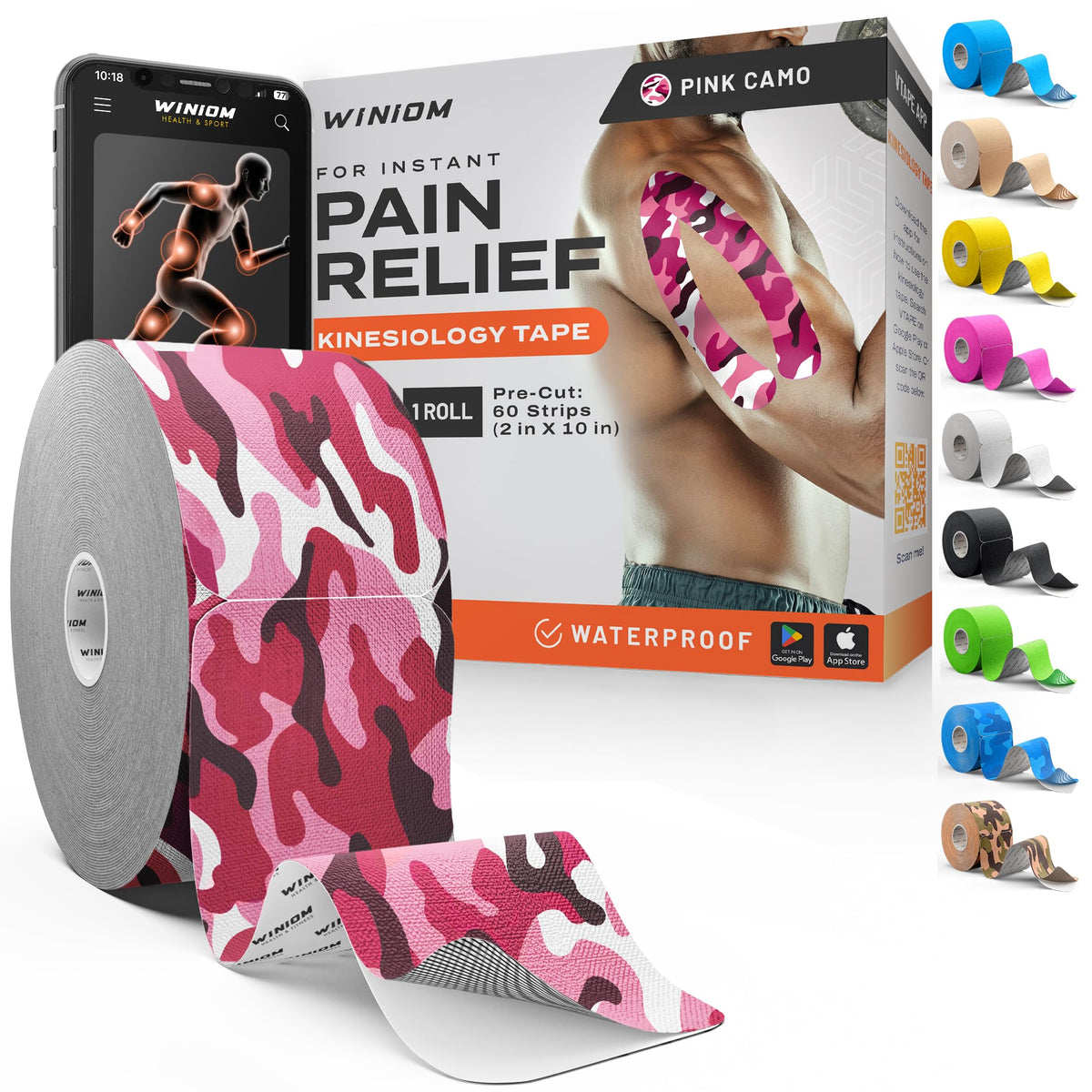Kinesiology Tape - Waterproof Athletic Sports Tape for Knee, Shoulder, Arm & Back Support | 3-5 Day Adhesion, Hypoallergenic & Latex-Free + Taping Guide (Precut, 2"x16.4ft Roll, Indigo Purple)