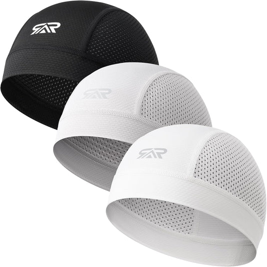 3-Pack Breathable Mesh Skull Cap Sweat Control Helmet Liner