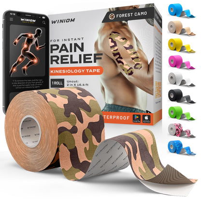 Kinesiology Tape - Waterproof Athletic Sports Tape for Knee, Shoulder, Arm & Back Support | 3-5 Day Adhesion, Hypoallergenic & Latex-Free + Taping Guide (Precut, 2"x16.4ft Roll, Indigo Purple)