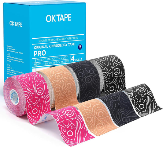 OK TAPE PRO Kinesiology Tape Uncut Roll Bulk, Elastic Physical Therapy Tape
