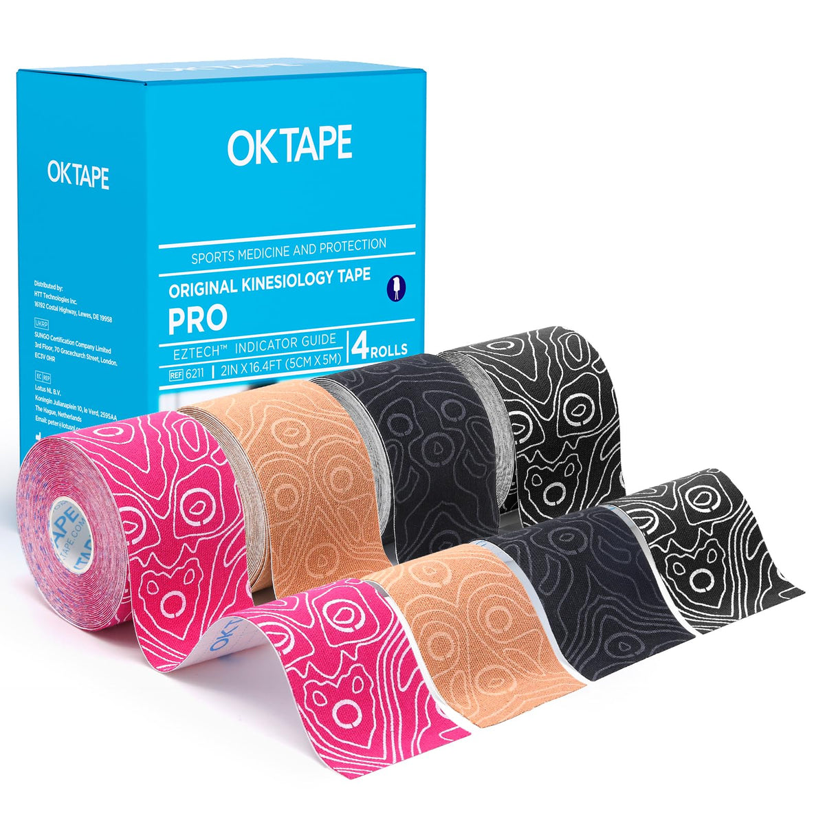 OK TAPE PRO Kinesiology Tape Uncut Roll Bulk, Elastic Physical Therapy Tape
