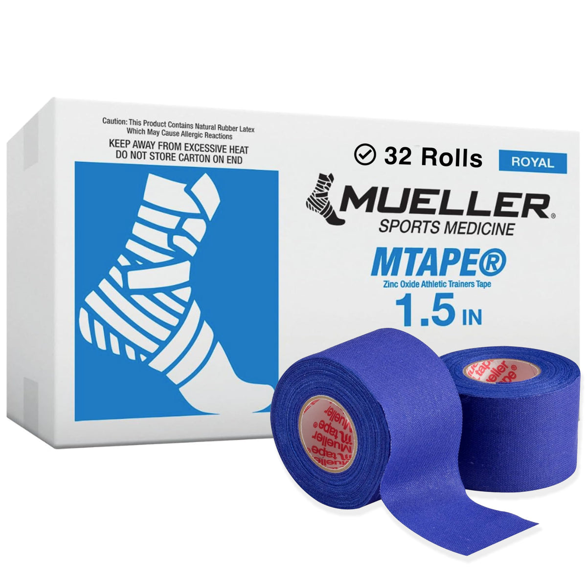 Mueller Sports Medicine MTape Rolls Team Pack, Quality Athletic Tape, Easy to Tear for Fast & Effective Taping, 1.5" x 10 Yards Per Roll, 32 Rolls