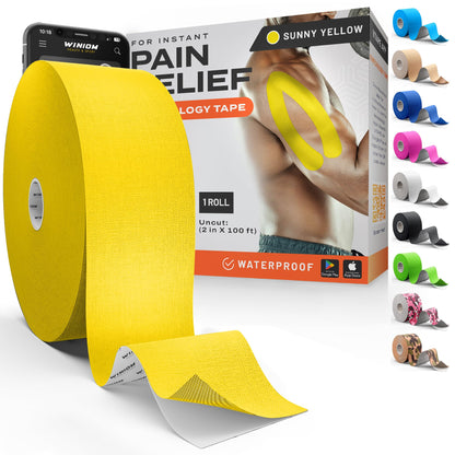Kinesiology Tape - Waterproof Athletic Sports Tape for Knee, Shoulder, Arm & Back Support | 3-5 Day Adhesion, Hypoallergenic & Latex-Free + Taping Guide (Precut, 2"x16.4ft Roll, Indigo Purple)