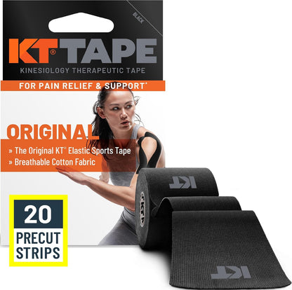 KT Tape, Original Cotton, Elastic Kinesiology Athletic Tape, 20 Count, 10” Precut Strips, Purple