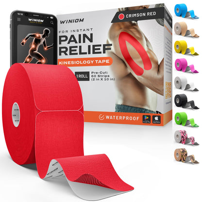 Kinesiology Tape - Waterproof Athletic Sports Tape for Knee, Shoulder, Arm & Back Support | 3-5 Day Adhesion, Hypoallergenic & Latex-Free + Taping Guide (Precut, 2"x16.4ft Roll, Indigo Purple)