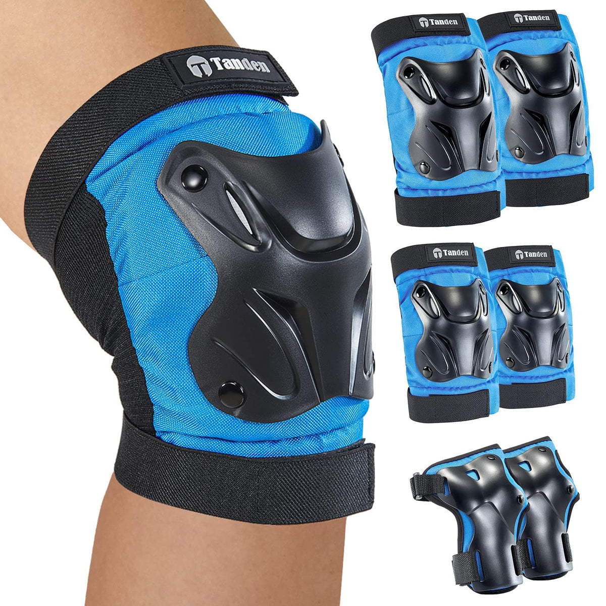 Tanden Skating Protective Gear Knee and Elbow Pads Wrist Guards for Roller Skating Skateboarding, Skate Pads Adult Knee Pads