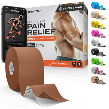 Kinesiology Tape - Waterproof Athletic Sports Tape for Knee, Shoulder, Arm & Back Support | 3-5 Day Adhesion, Hypoallergenic & Latex-Free + Taping Guide (Precut, 2"x16.4ft Roll, Indigo Purple)