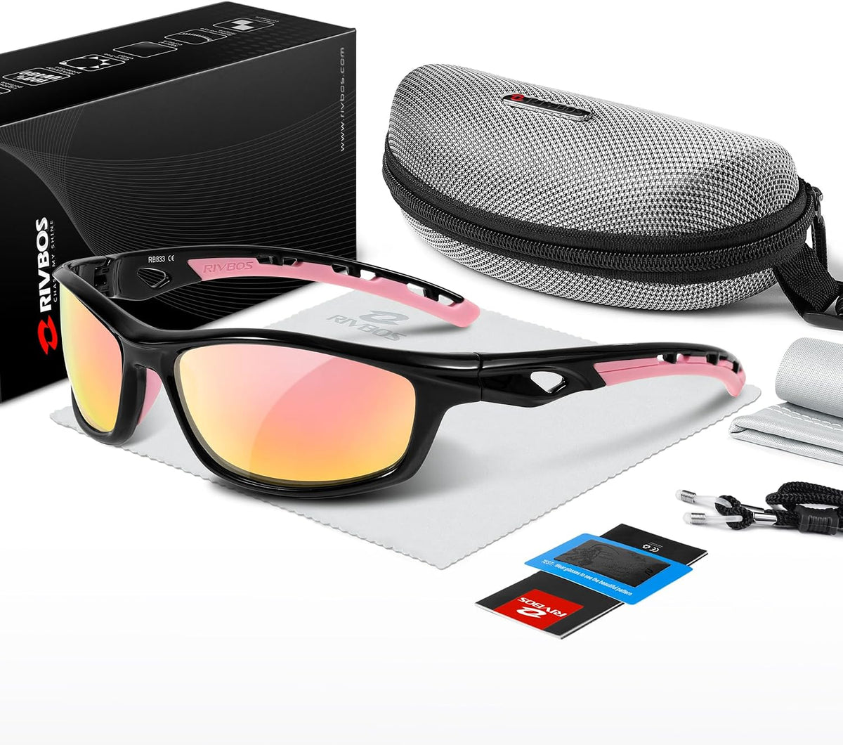 RIVBOS Womens Polarized Sports Sunglasses UV400 for Driving Cycling RB833