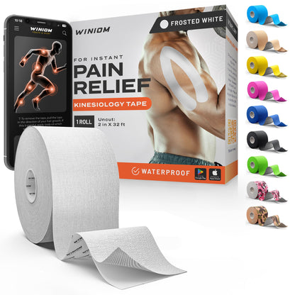 Kinesiology Tape - Waterproof Athletic Sports Tape for Knee, Shoulder, Arm & Back Support | 3-5 Day Adhesion, Hypoallergenic & Latex-Free + Taping Guide (Precut, 2"x16.4ft Roll, Indigo Purple)