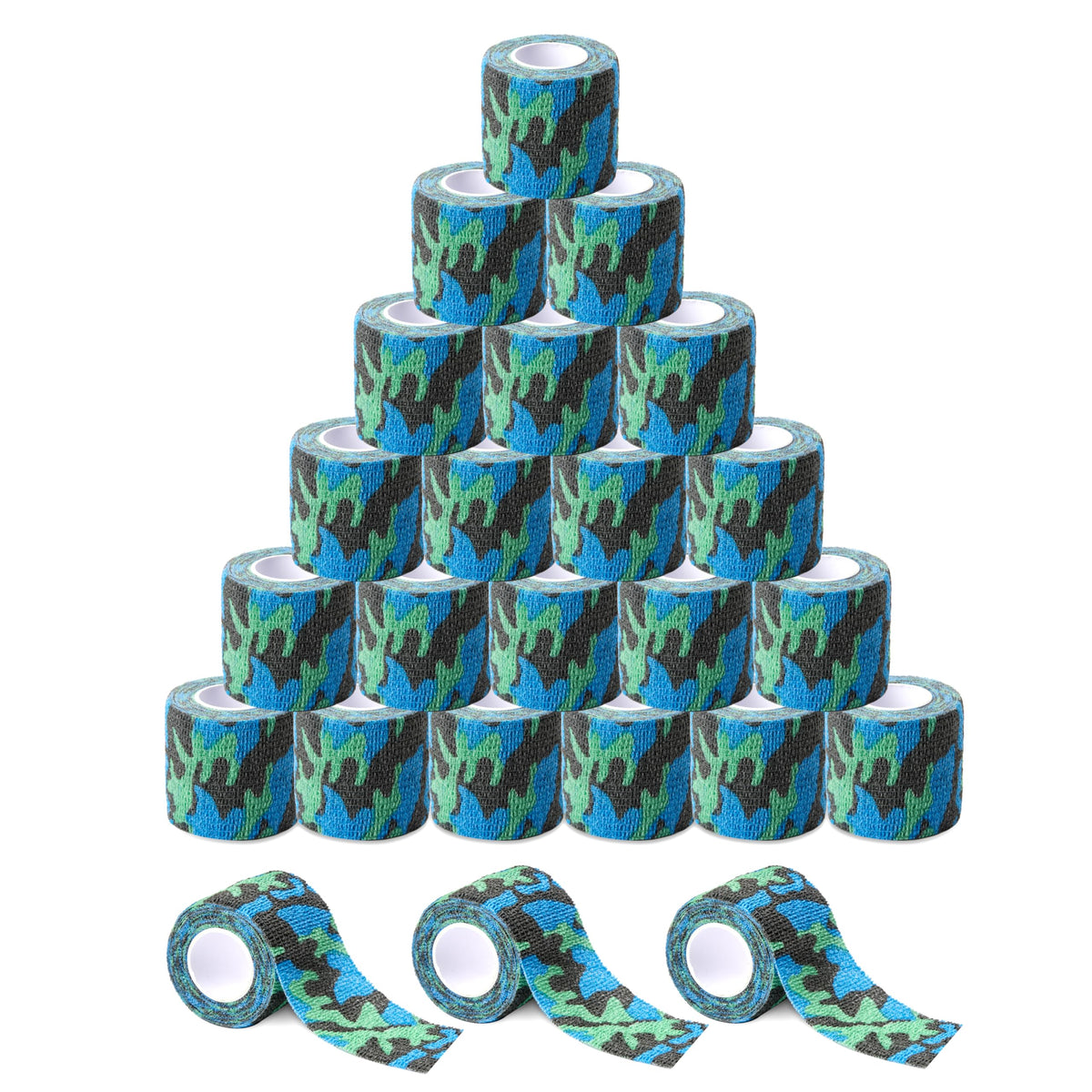 Sensi Wrap Grip Cover Sports Self Bandage Rolls 2-inch x 5-Yards 24pcs (Black)