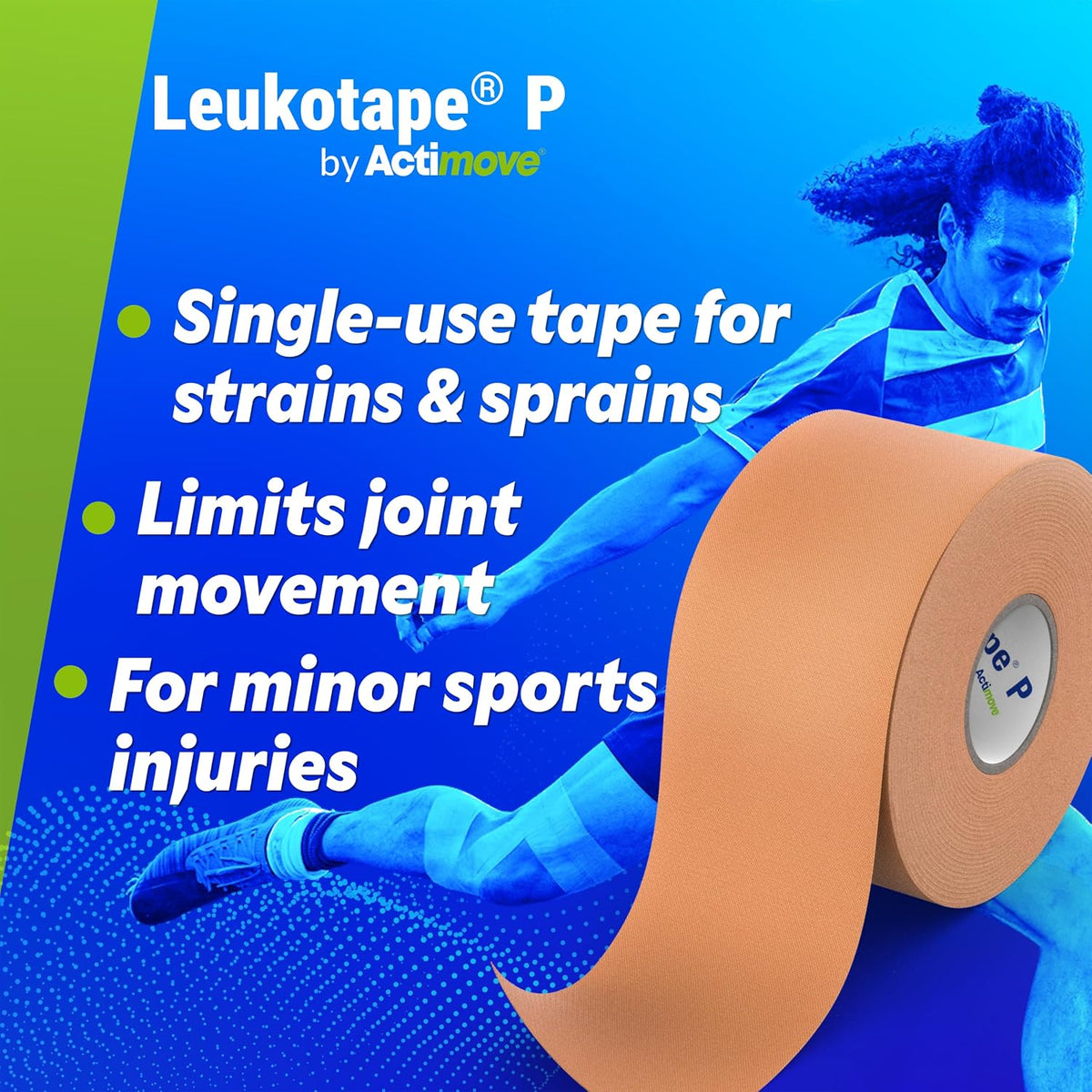Leukotape P Adhesive Strapping Tape – for Sports Injuries, Strains and Sprains - 1.5 in x 15 yds, Tan, (1 Roll)
