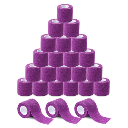 Sensi Wrap Grip Cover Sports Self Bandage Rolls 2-inch x 5-Yards 24pcs (Black)