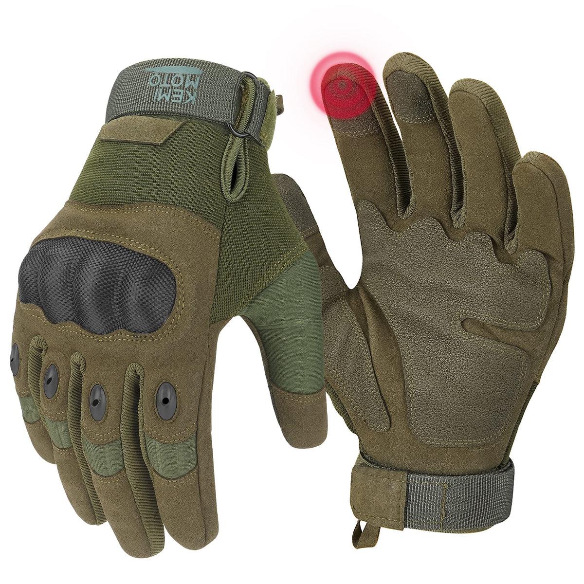 KEMIMOTO Tactical Gloves for Men, Touchscreen Motorcycle Gloves with Hard Shell & Palm Padding for Sports Motorcycle Cycling Tactical Airsoft Paintball Hunting Hiking Camping Climbing