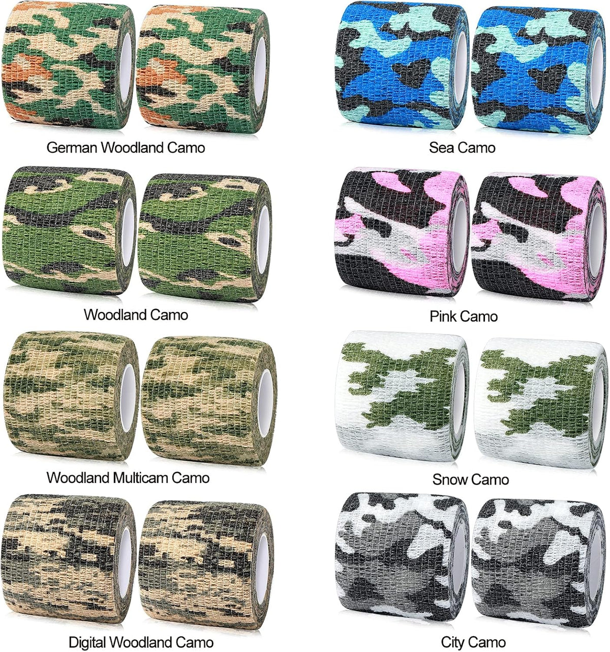 FRESINIDER 16 Rolls Self Adhesive Wrap Athletic Tape Gauze,Medical Bandage,Breathable Elastic Cohesive Bandage for Sports Injury & Pet (Camo)