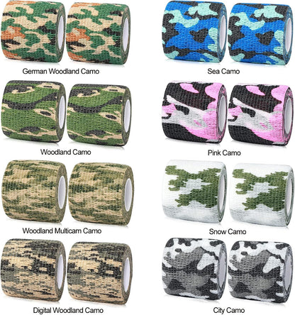 FRESINIDER 16 Rolls Self Adhesive Wrap Athletic Tape Gauze,Medical Bandage,Breathable Elastic Cohesive Bandage for Sports Injury & Pet (Camo)