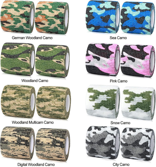 FRESINIDER 16 Rolls Self Adhesive Wrap Athletic Tape Gauze,Medical Bandage,Breathable Elastic Cohesive Bandage for Sports Injury & Pet (Camo)