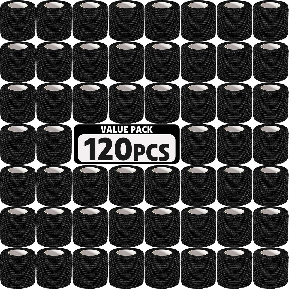AZEN 40 Pack Self Adhesive Bandage Wrap Black, 2" X 5 Yards Black Athletic Tape, Vet Wrap, Tattoo Grip Tape Wrap，Ankle Tape, Cohesive Bandage Wrap