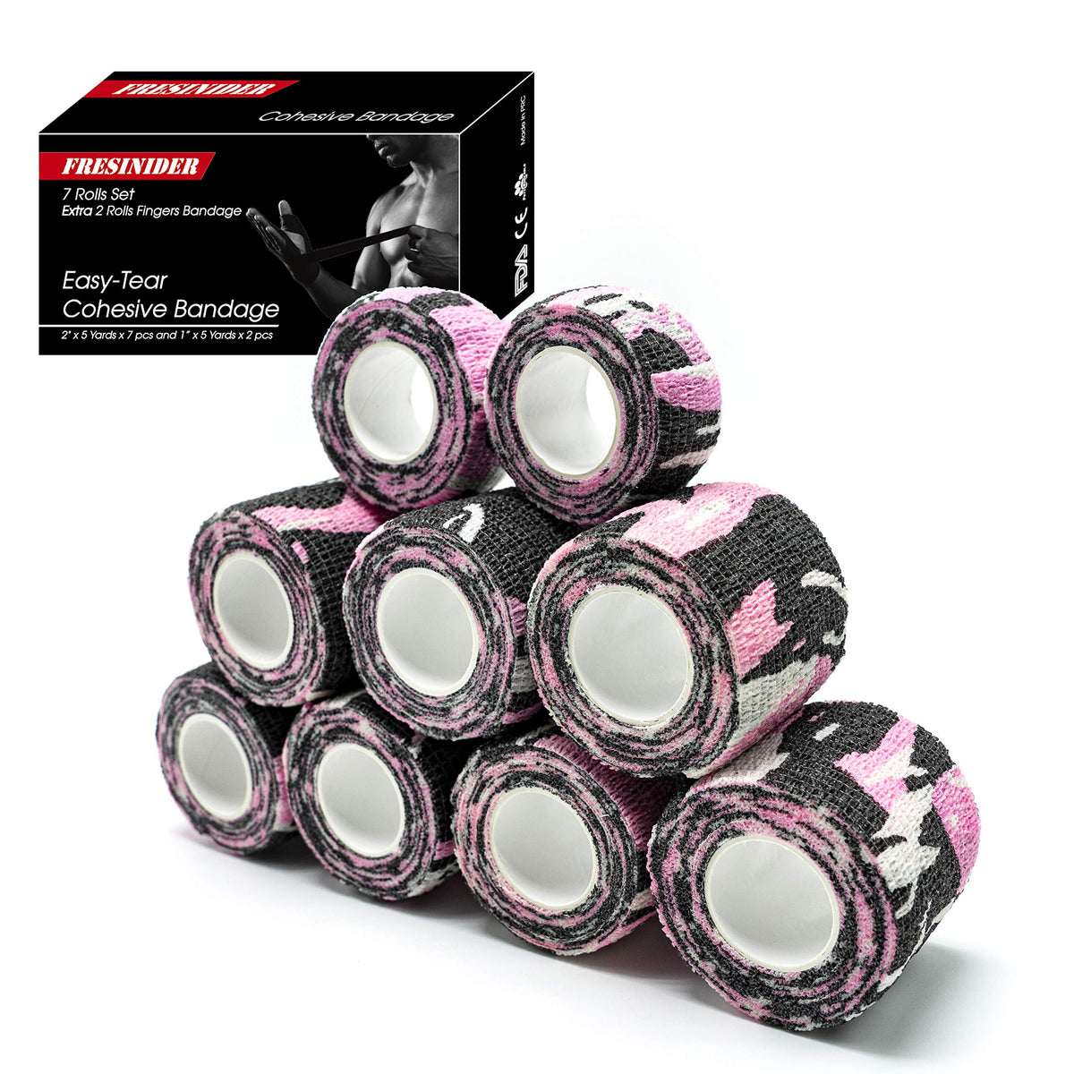 FRESINIDER 16 Rolls Self Adhesive Wrap Athletic Tape Gauze,Medical Bandage,Breathable Elastic Cohesive Bandage for Sports Injury & Pet (Camo)