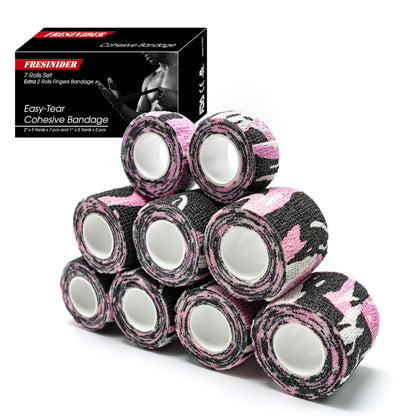FRESINIDER 16 Rolls Self Adhesive Wrap Athletic Tape Gauze,Medical Bandage,Breathable Elastic Cohesive Bandage for Sports Injury & Pet (Camo)