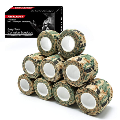 FRESINIDER 16 Rolls Self Adhesive Wrap Athletic Tape Gauze,Medical Bandage,Breathable Elastic Cohesive Bandage for Sports Injury & Pet (Camo)